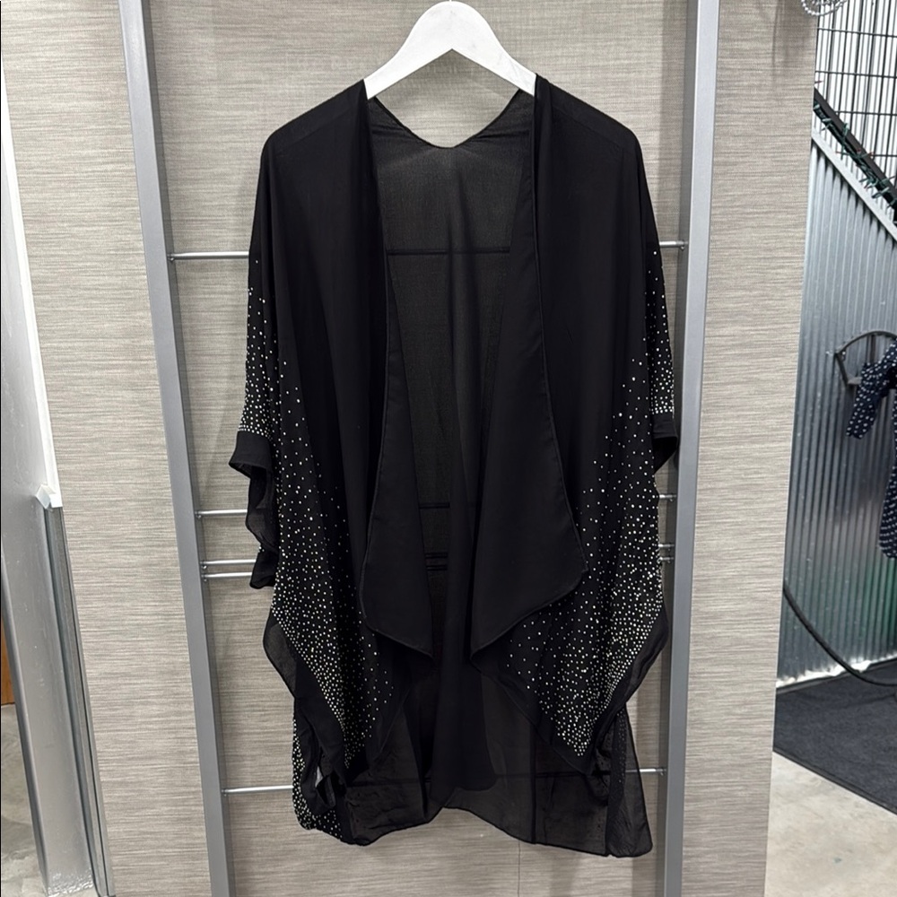 Elegant Black Women's Shawl with Rhinestone Accents
